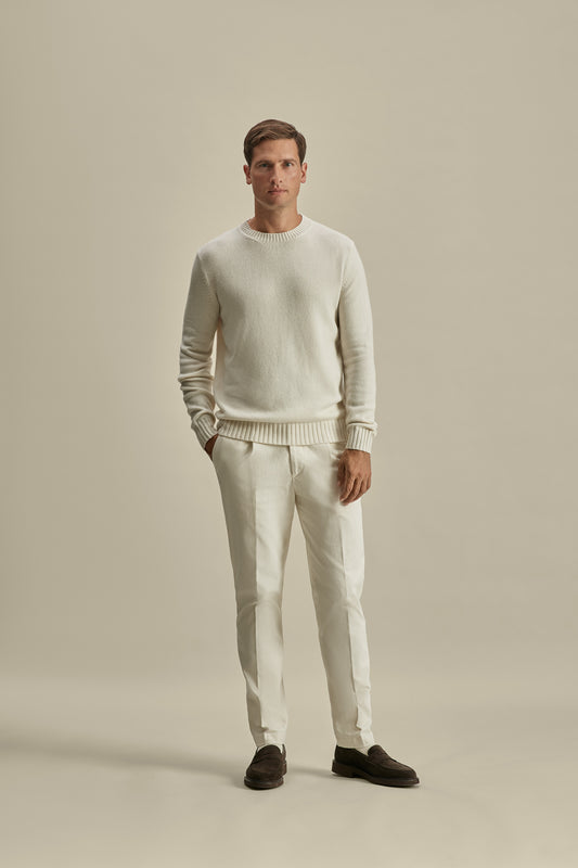 Cashmere Crew Neck Sweater Off White Model Image