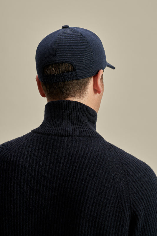 Wool Cashmere Baseball Cap Navy Model Back Image