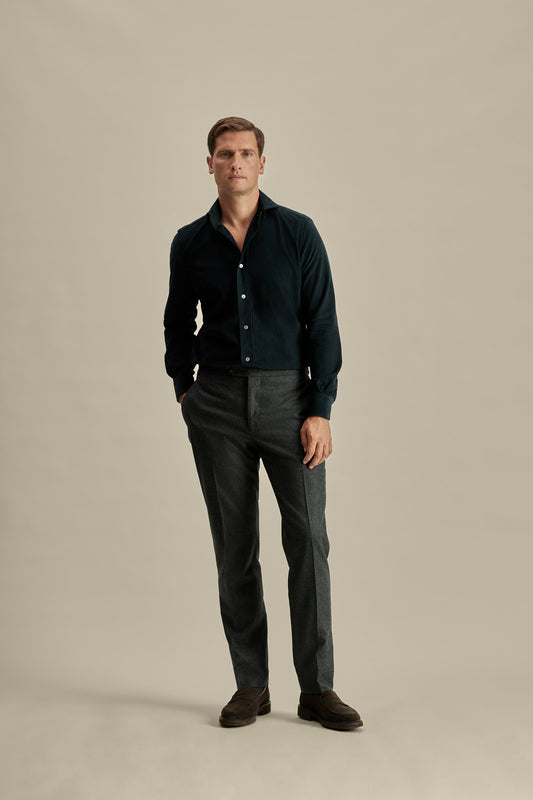 Corduroy Cutaway Collar Shirt Navy Model Image