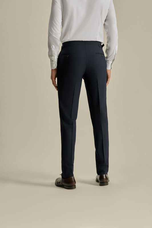 Fresco Tailored Trousers Navy Model Back Image