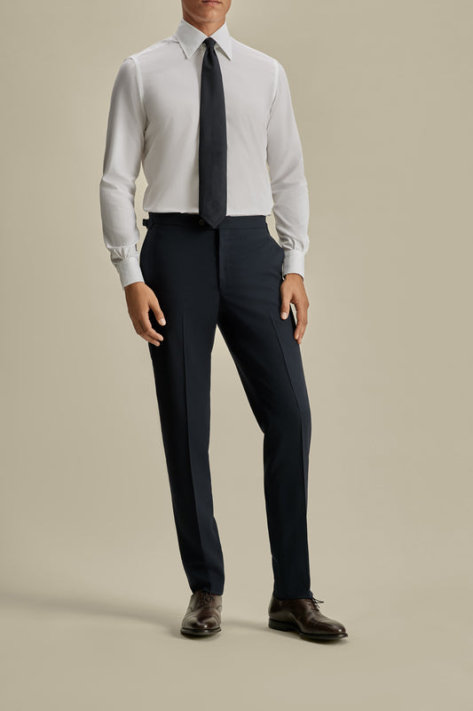 Fresco Tailored Trousers Navy Model Cropped Image