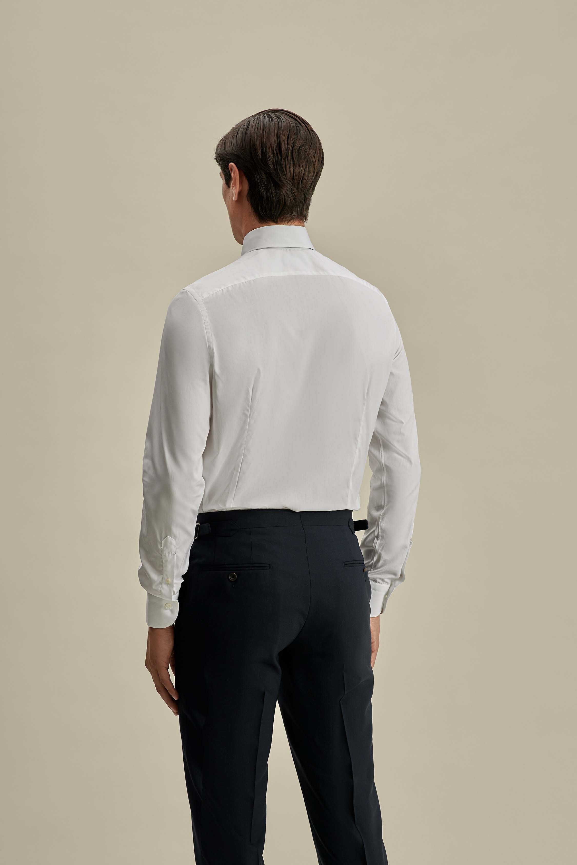 Cotton Poplin Point Collar Shirt White Model Back Image