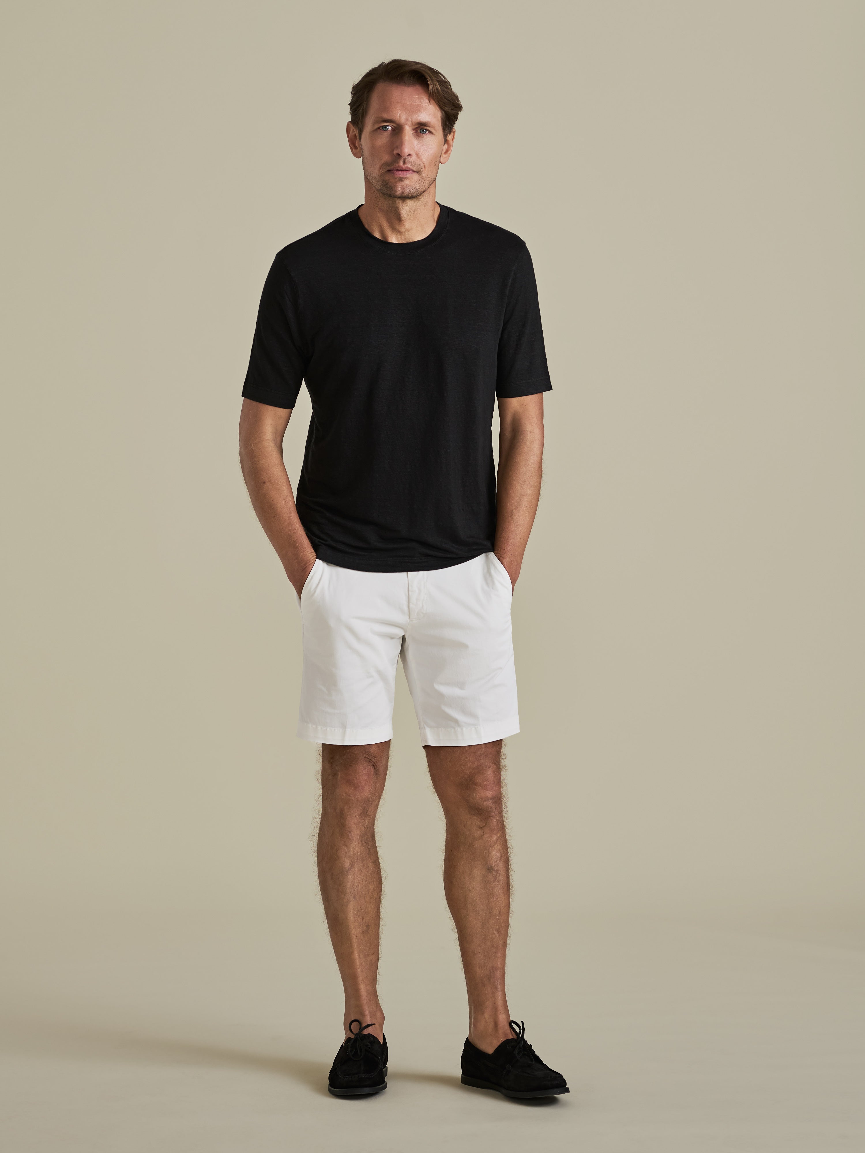 Linen Jersey T-Shirt Black Model Image