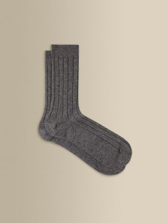 Cashmere Knitted Socks Charcoal Pair Product Image