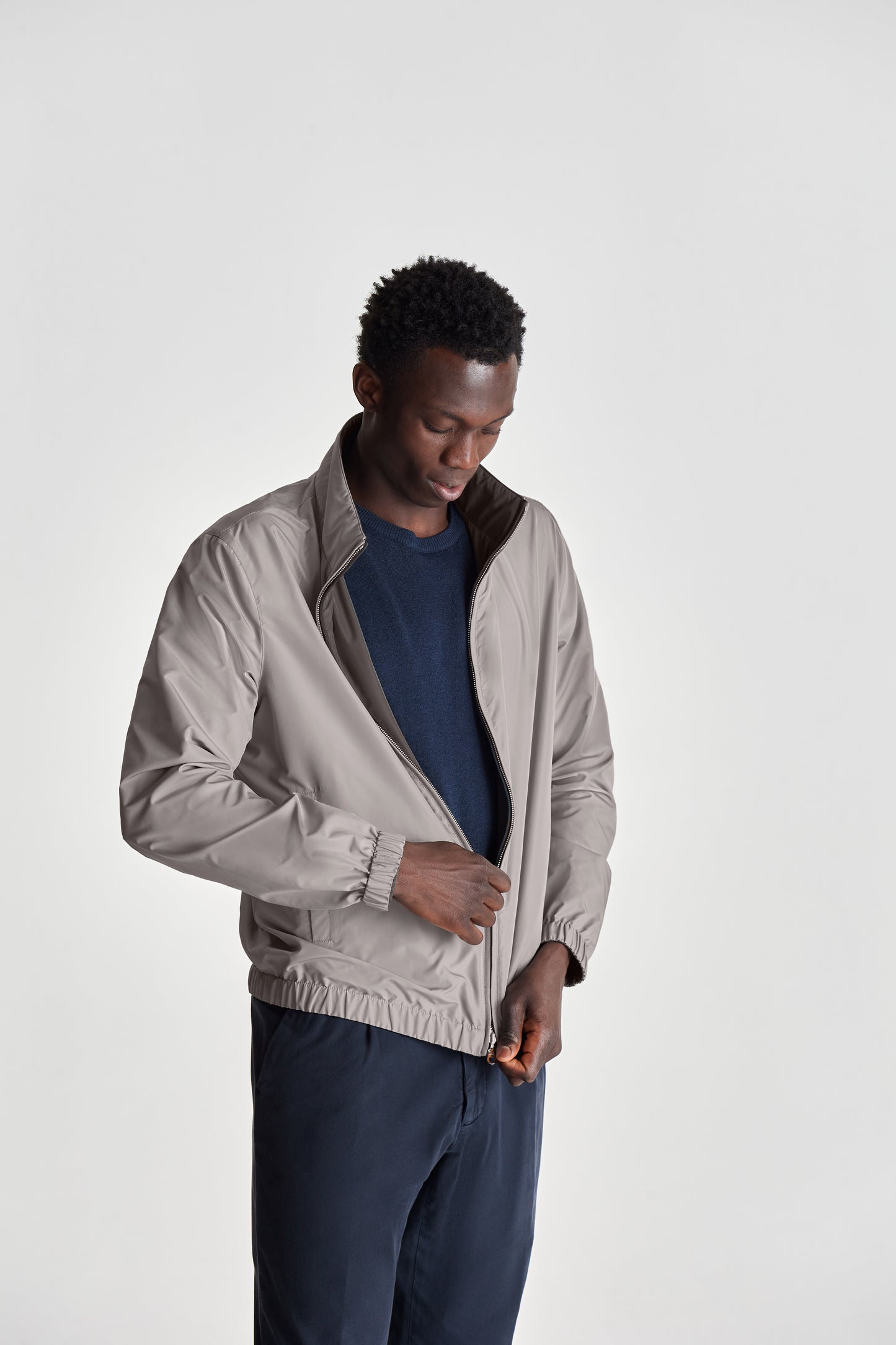 Reversible Japanese Nylon Bomber Model Crop Image