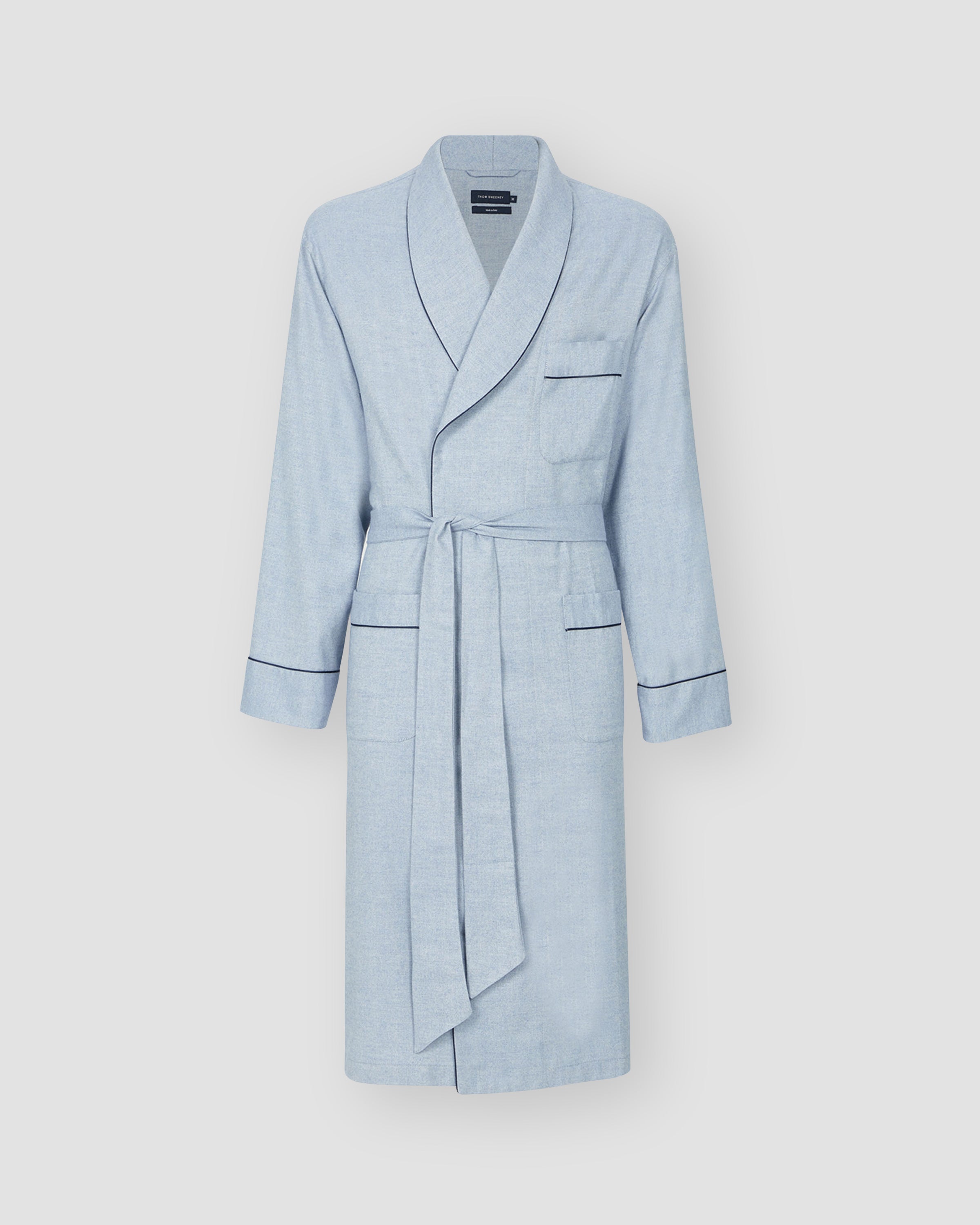 Brushed Cotton Dressing Gown Sky Blue Front