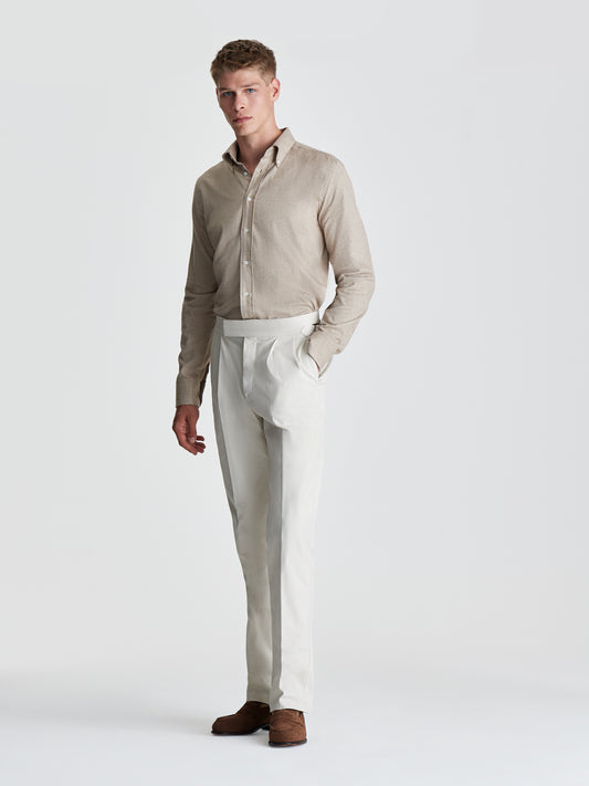 Brushed Cotton Wide Leg Tailored trousers Full Length Model Image