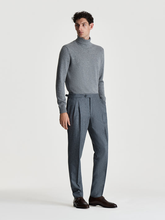 Cashmere Roll Neck Sweater Grey Full Length Model Image