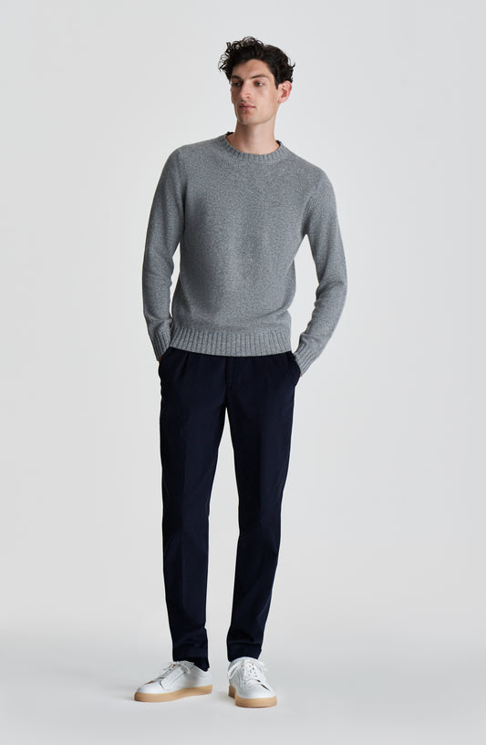 Cashmere Crew Neck Sweater Grey Full Length Model Image