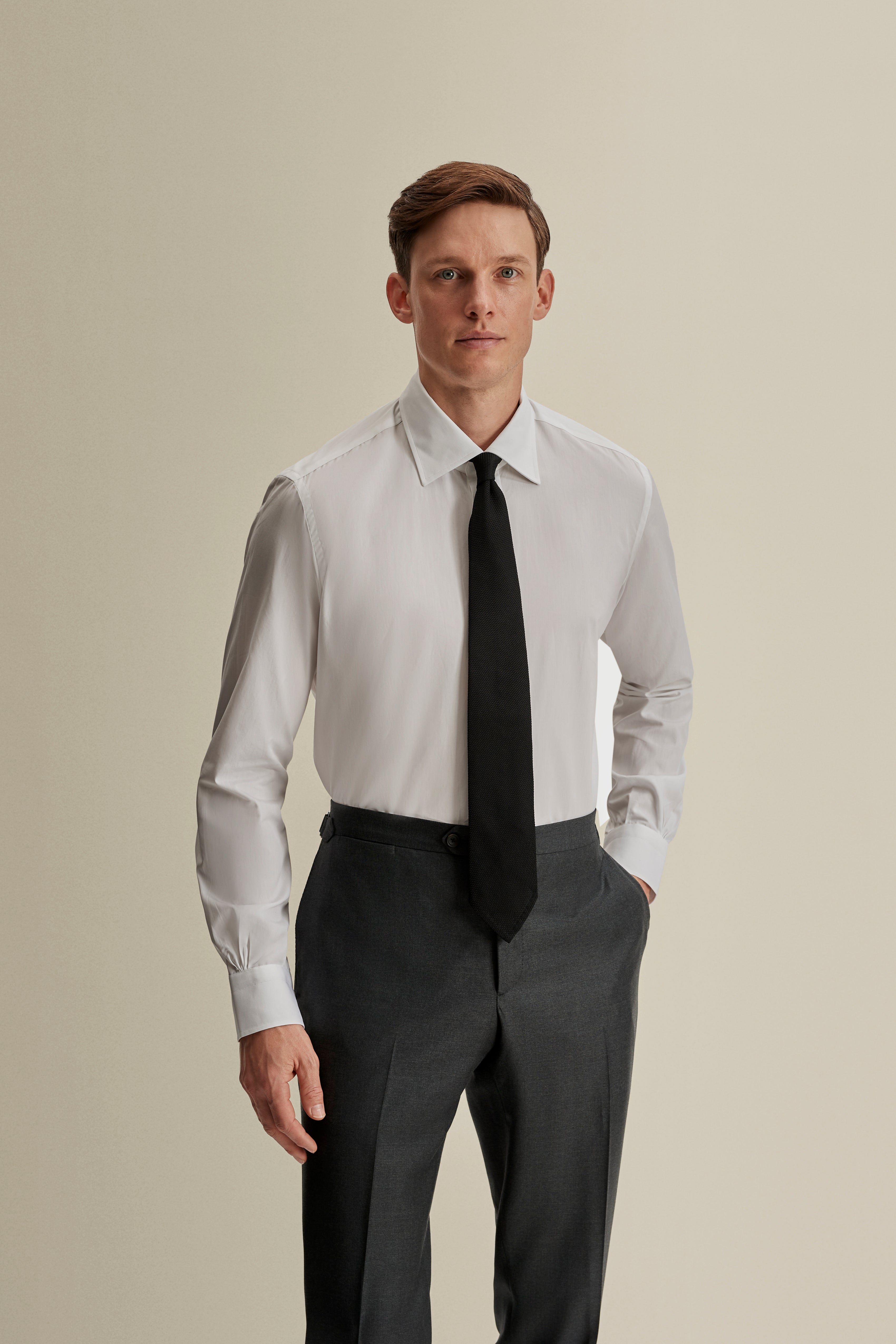 Men's White Poplin Point Collar Shirt – Thom Sweeney