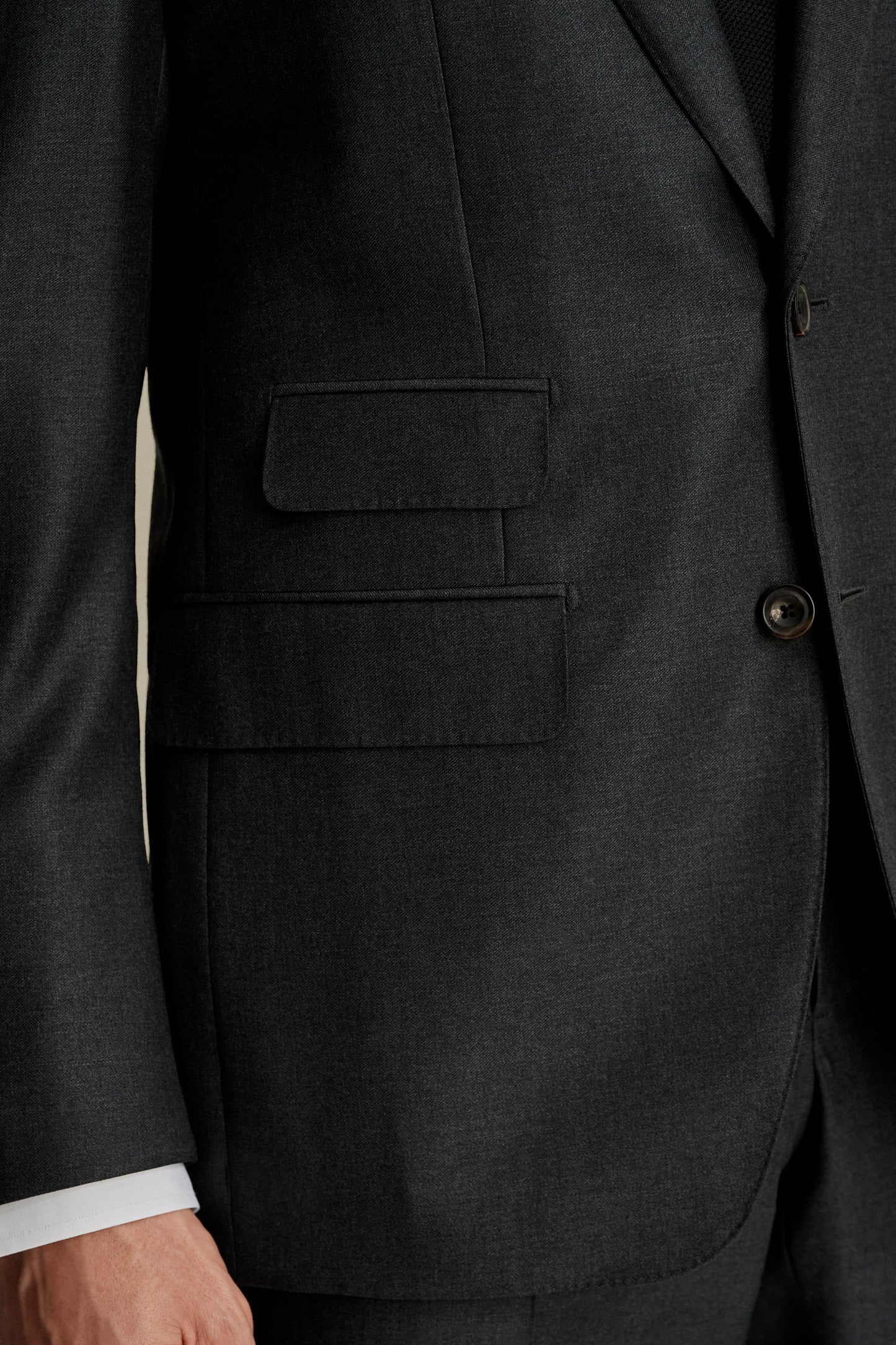 Single Breasted Wool Weighhouse Suit Grey Model Detail Image