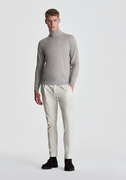 Merino Wool Extrafine Roll neck Sweater Full Length Model Image