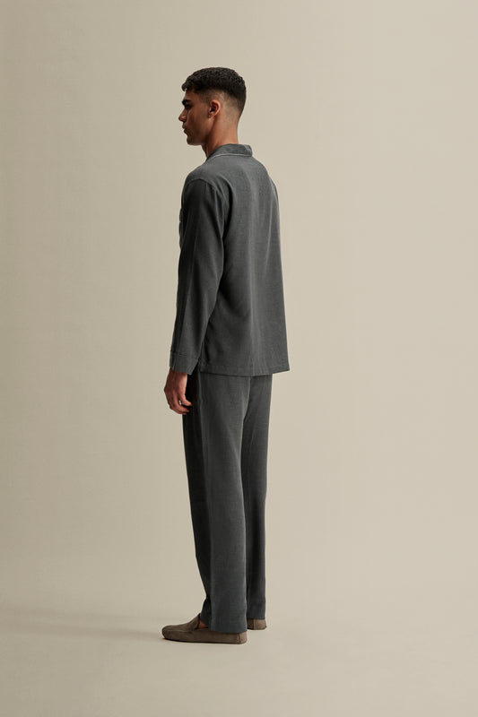 Brushed Cotton Pyjamas Grey Full Length Model Image
