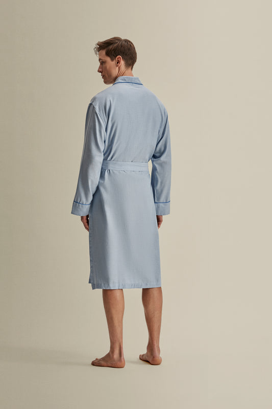Brushed Cotton Dressing Gown Sky Blue Full Length Image