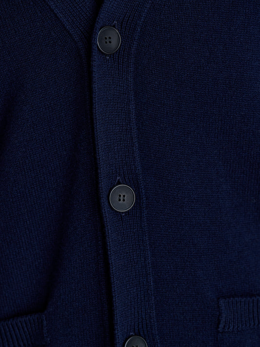 Wool Cashmere Lightweight Cardigan Navy Detail Model Image