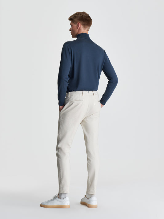 Cotton Single Pleat Chinos Latte Full length Model Image