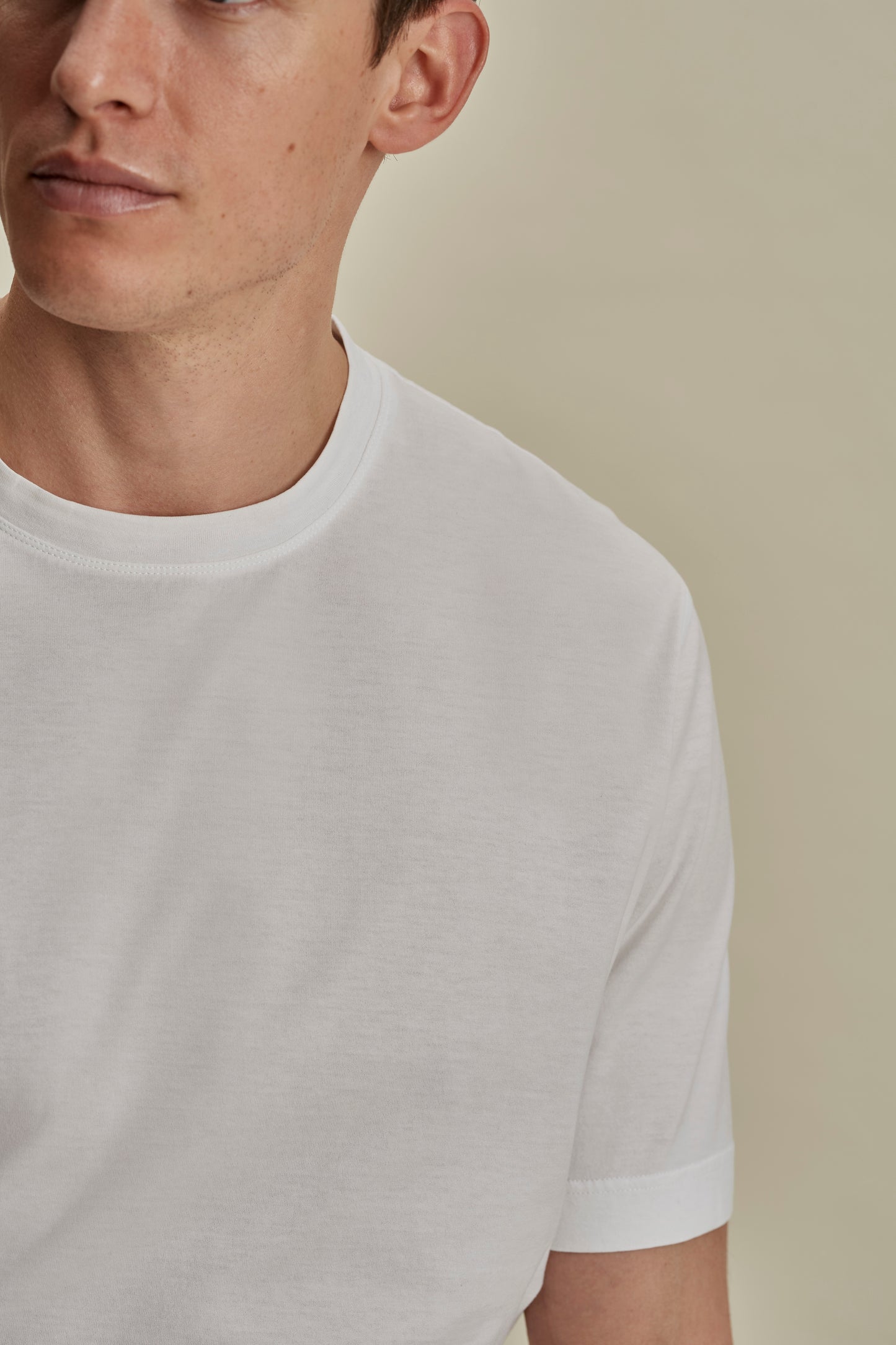 Lightweight Cotton Classic T-Shirt White Detail Model Image