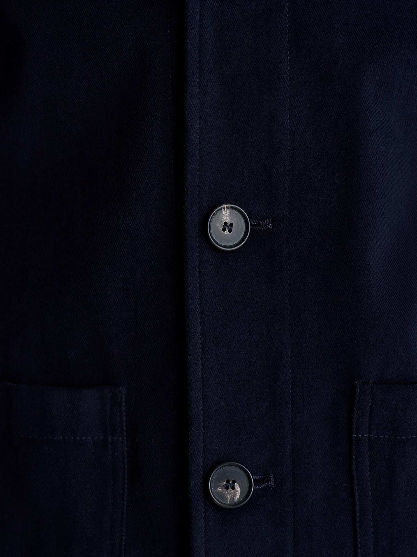 Brushed Cotton Chore Jacket Navy Detail Model Image