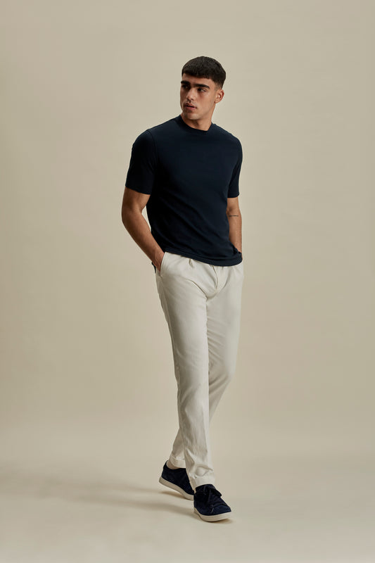 Lightweight Cotton Classic T-Shirt Navy Full Length Model Image