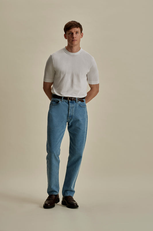 Crepe Cotton T-Shirt White Full Length Model Image