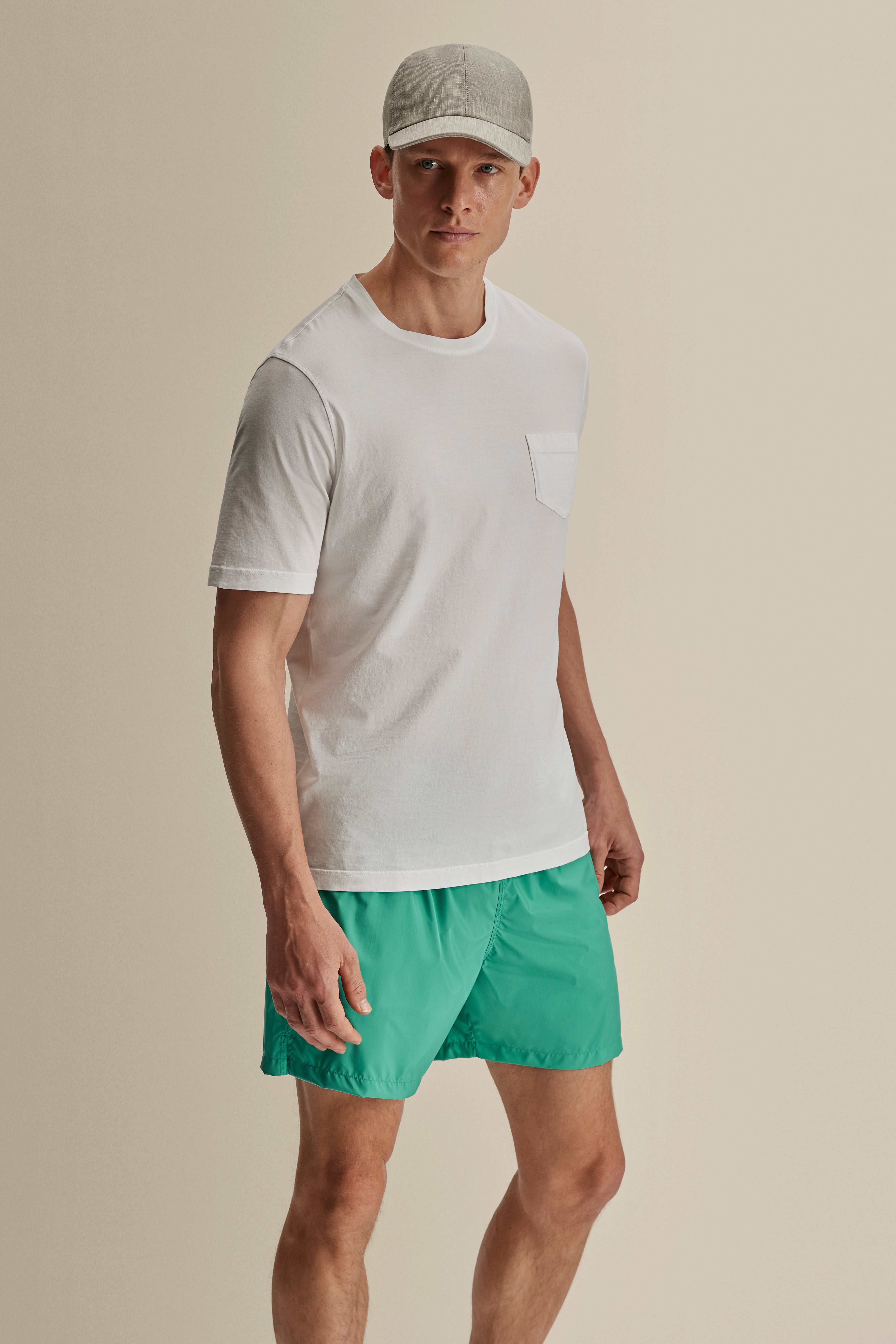 Cotton Pocket T-Shirt White Model Front