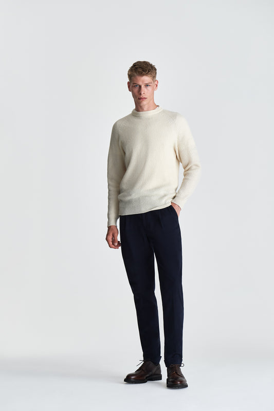Cashmere Fisherman Rib Sweater Off-White Model Image