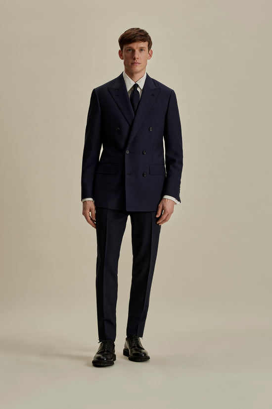 Men's Navy Mohair Double Breasted Peak Lapel Suit – Thom Sweeney