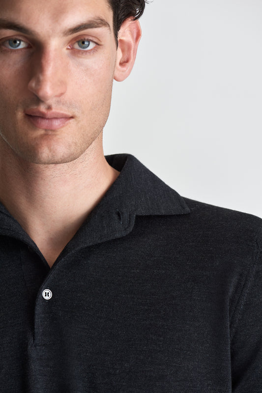 Merino Wool Extrafine Long Sleeve Polo Shirt