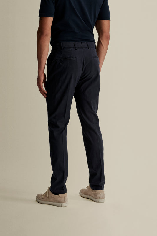 Cotton Easy Fit Flat Front Chinos Navy Back Cropped Model Image