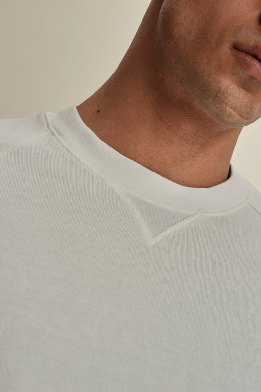 Loopback Cotton Raglan Sweater White Detail Length