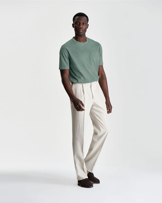 Cotton Pocket T-Shirt Sage Full Length Model Image