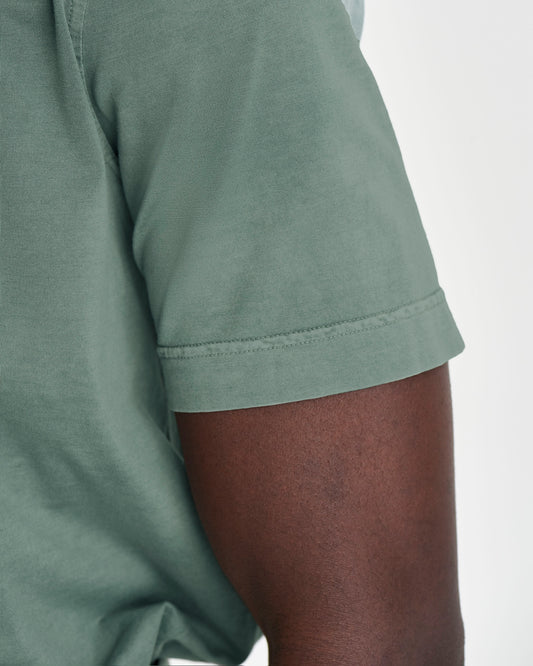Cotton Pocket T-Shirt Sage Detail Model Image