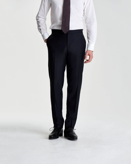 Lecce Collar Cotton Shirt White Model Front Trouser