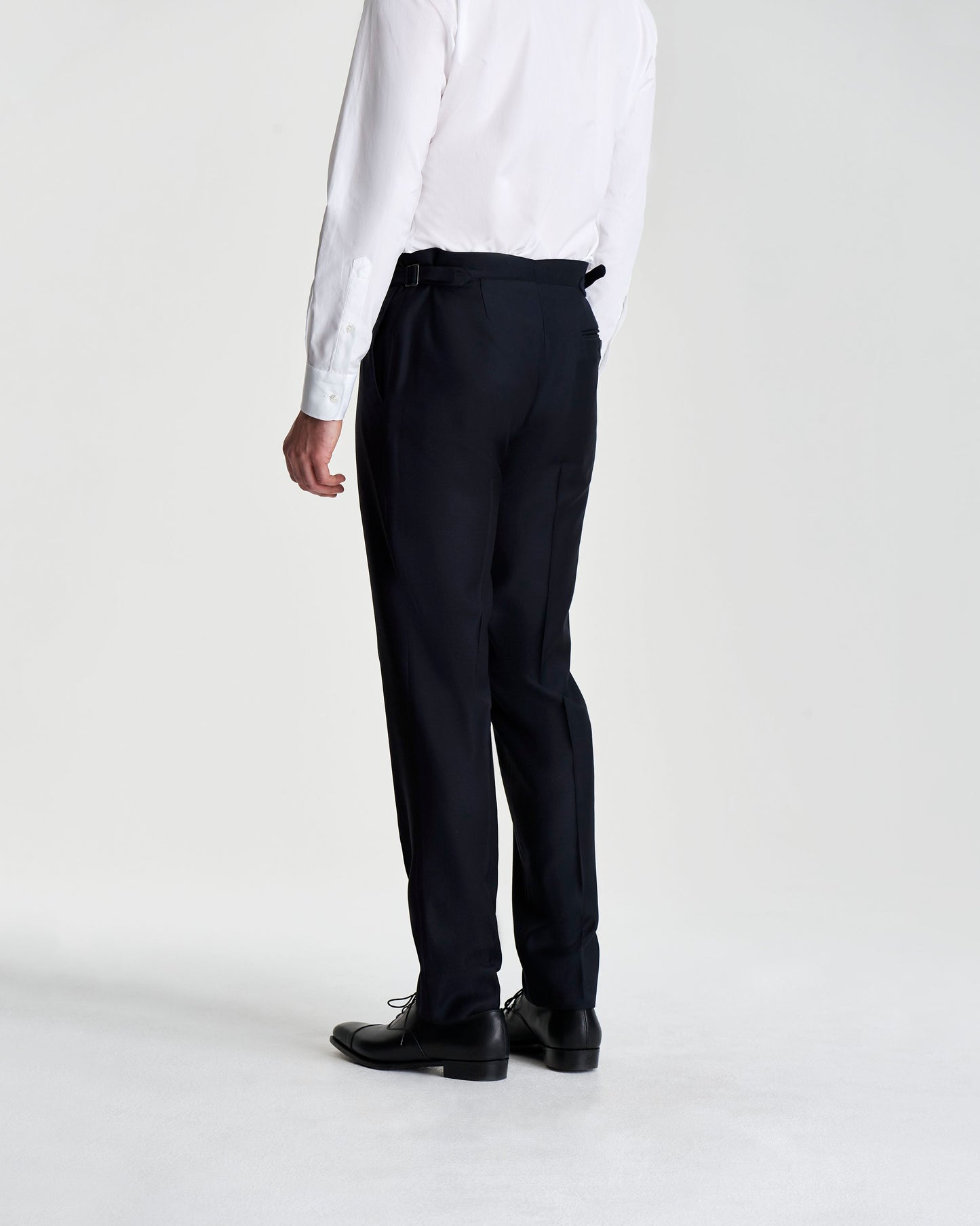 Lecce Collar Cotton Shirt White Model Trouser Back