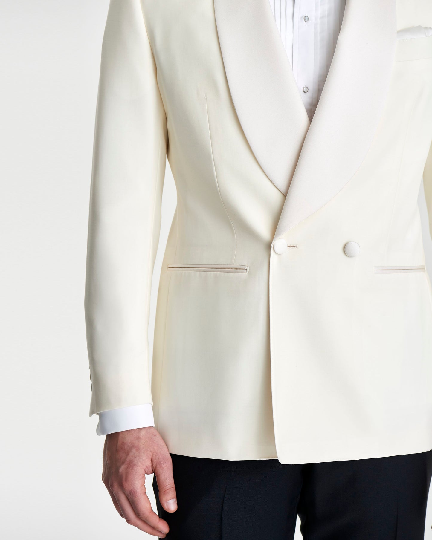 Wool Double Breasted Shawl Lapel Dinner Jacket White Buttons