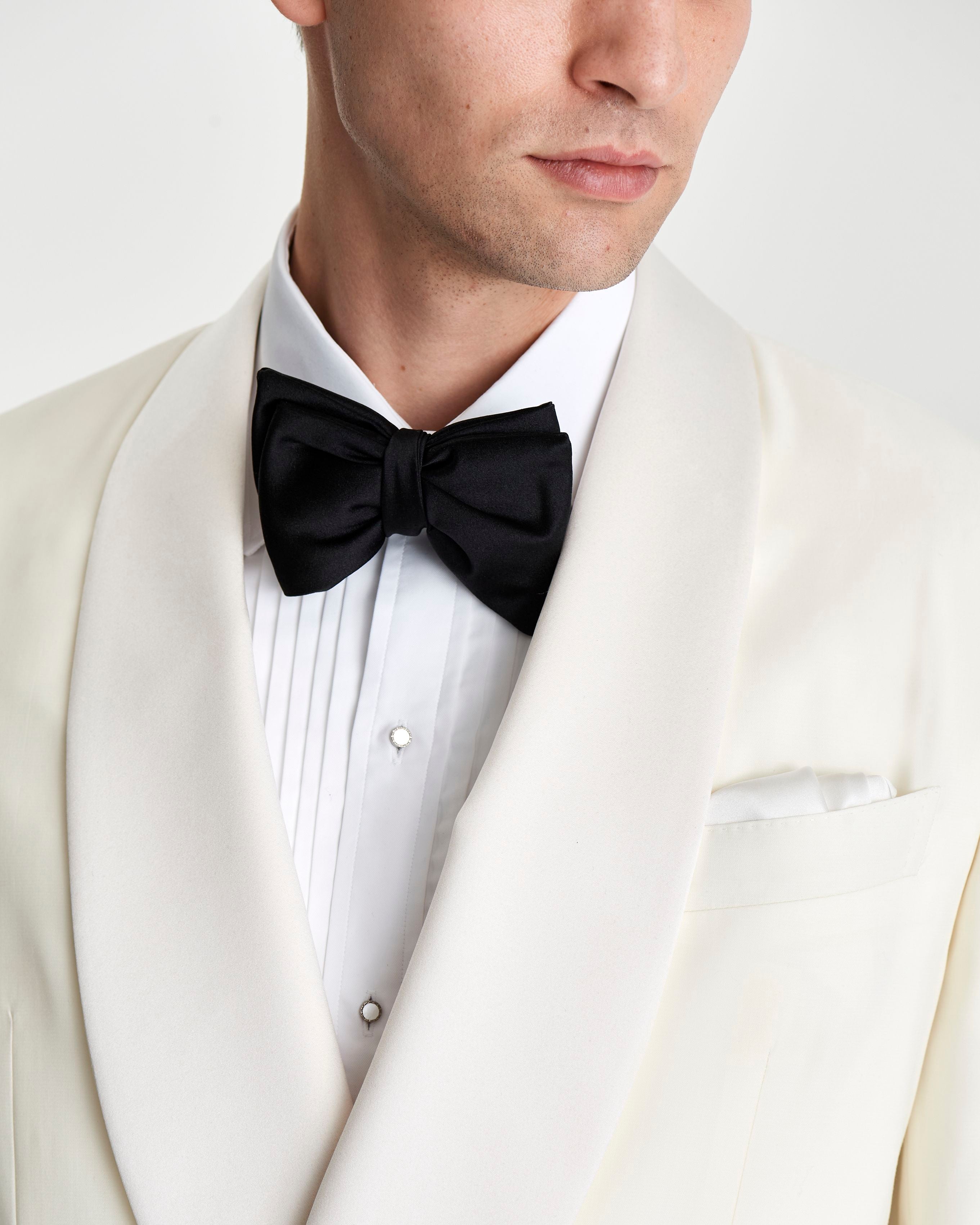 Wool Double Breasted Shawl Lapel Dinner Jacket White Model Lapel