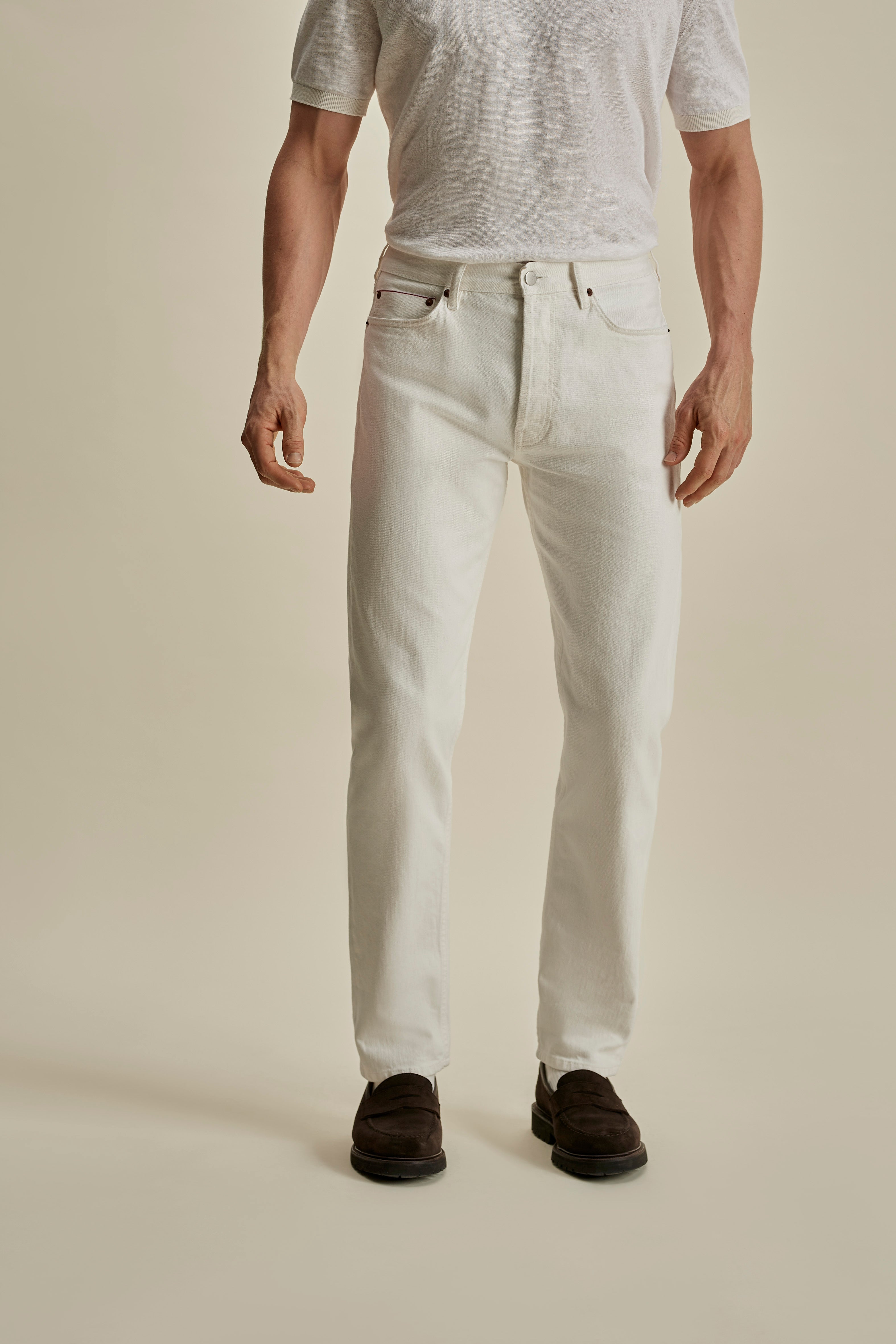 Denim Easy Fit Jeans White Mid Crop Model Image