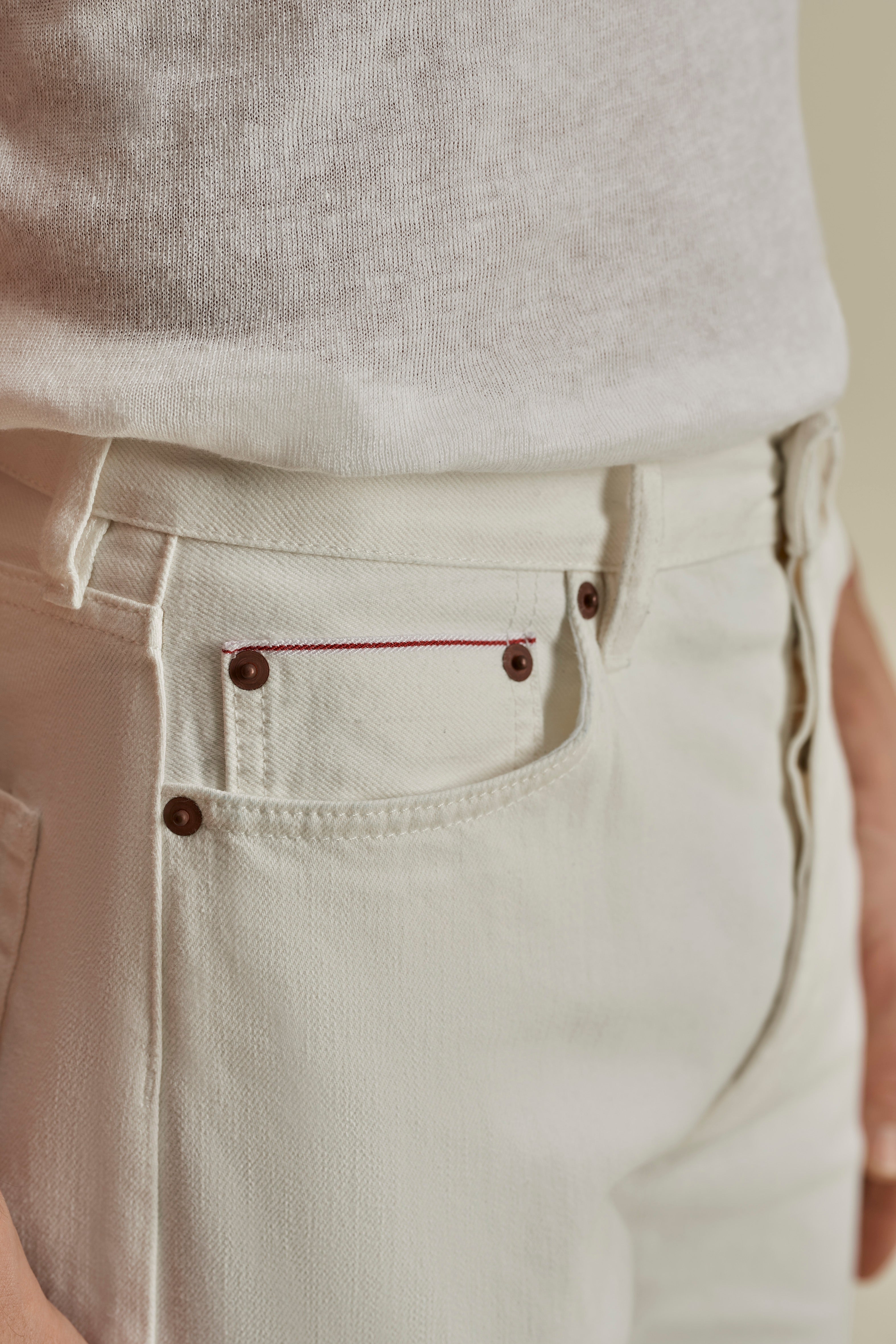 Denim Easy Fit Jeans White Detail Model Image