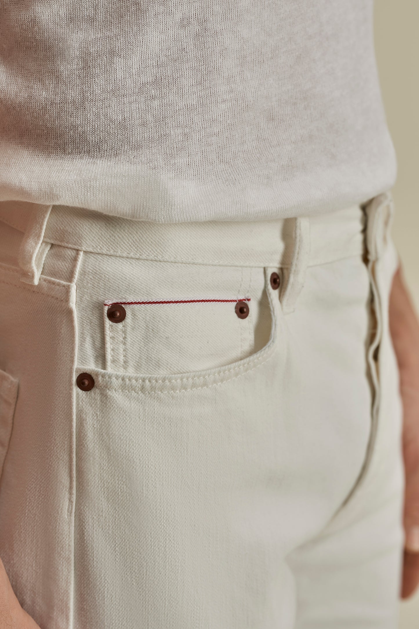 Denim Easy Fit Jeans White Detail Model Image