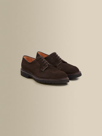 Split Suede Derby Shoes Brown Pair Product Image