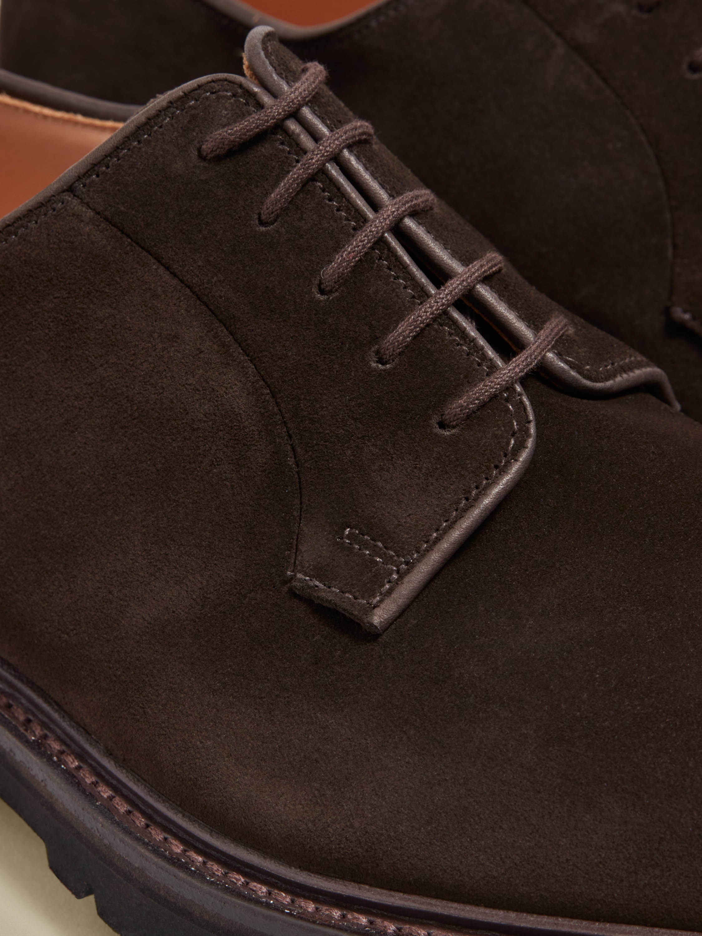 Split Suede Derby Shoes Brown Detail Product Image
