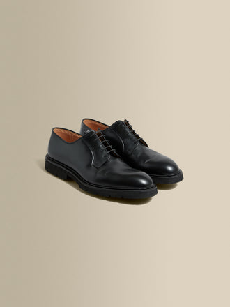 Calf Leather Derby Shoes Black Product Image Pair