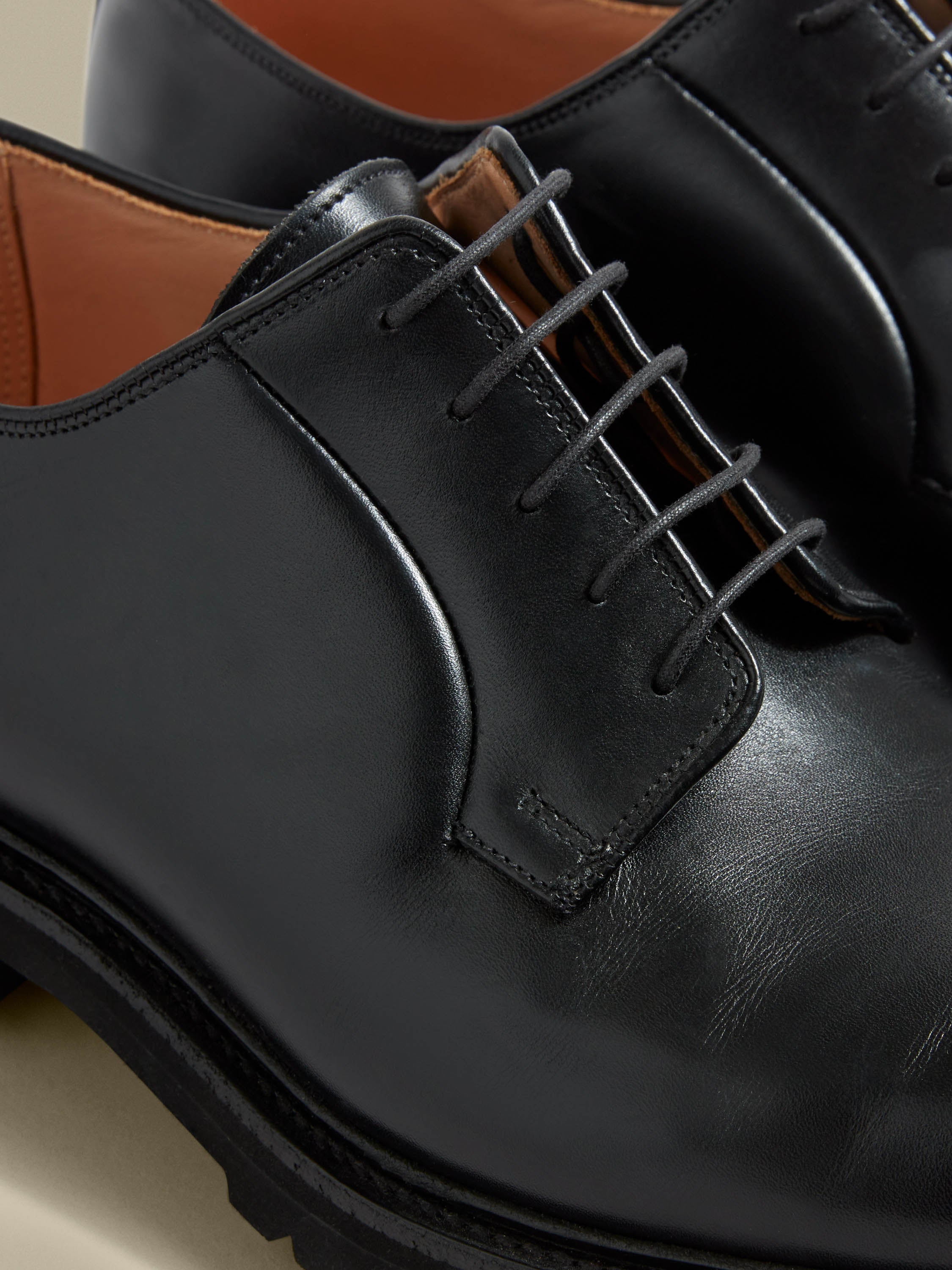 Calf Leather Derby Shoes Black Product Image Detail