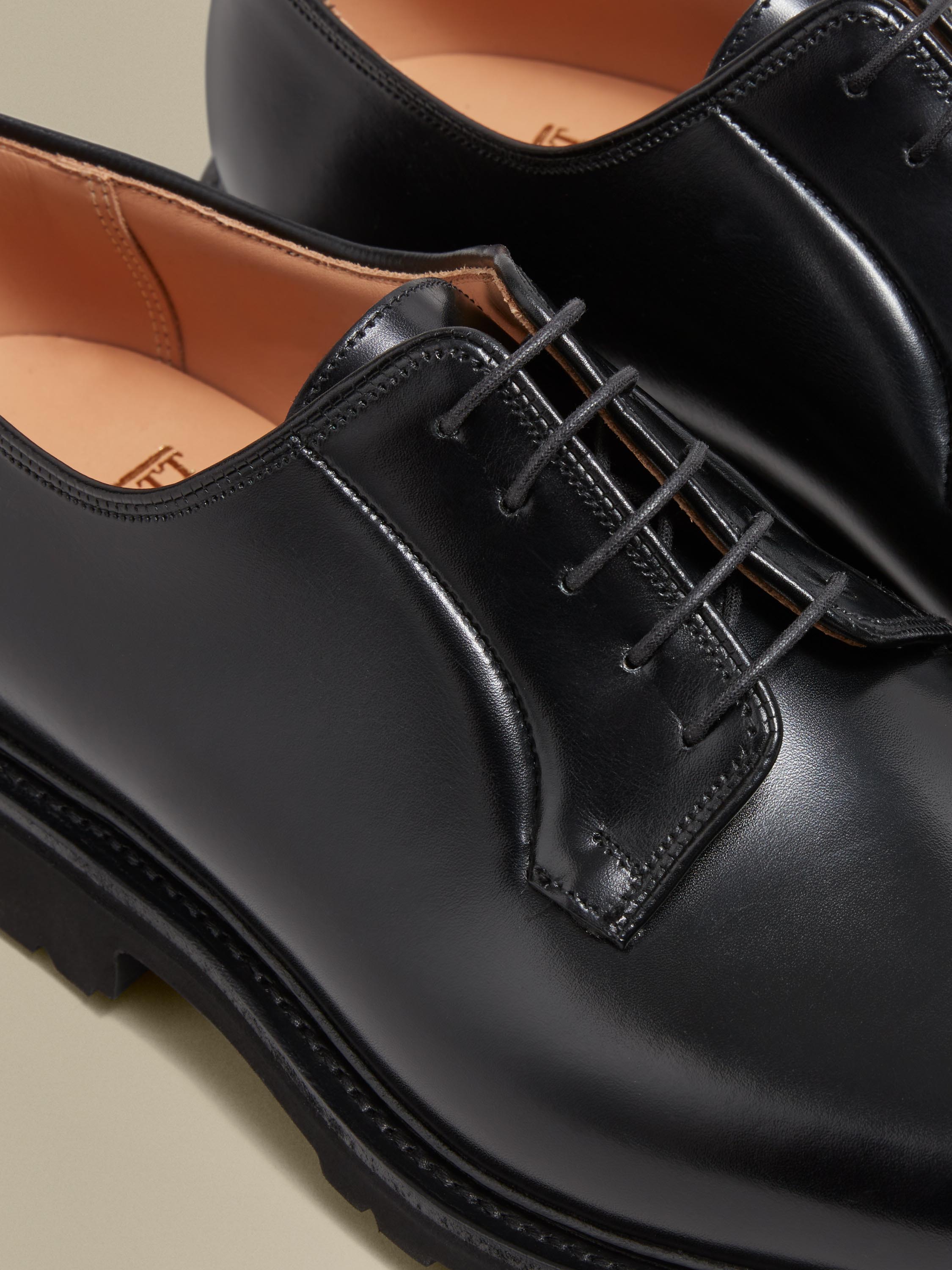 Calf Leather Derby Shoes Black Product Image Detail