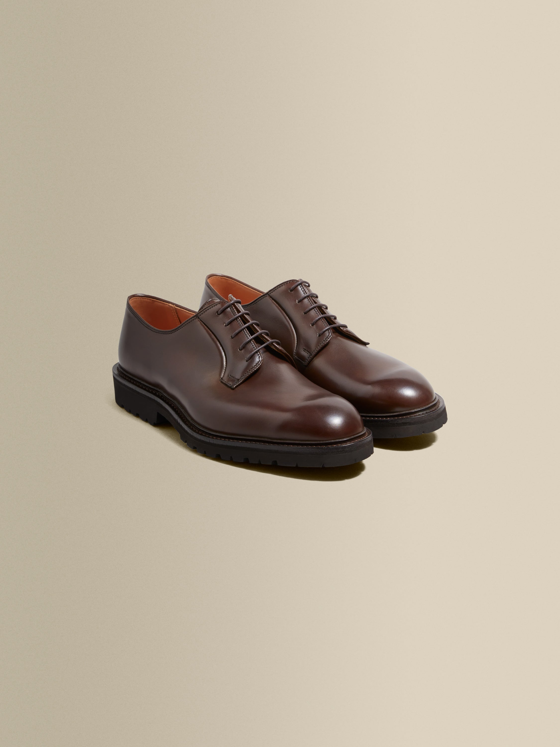 Calf Leather Derby Shoes Dark Coffee Pair Product Image