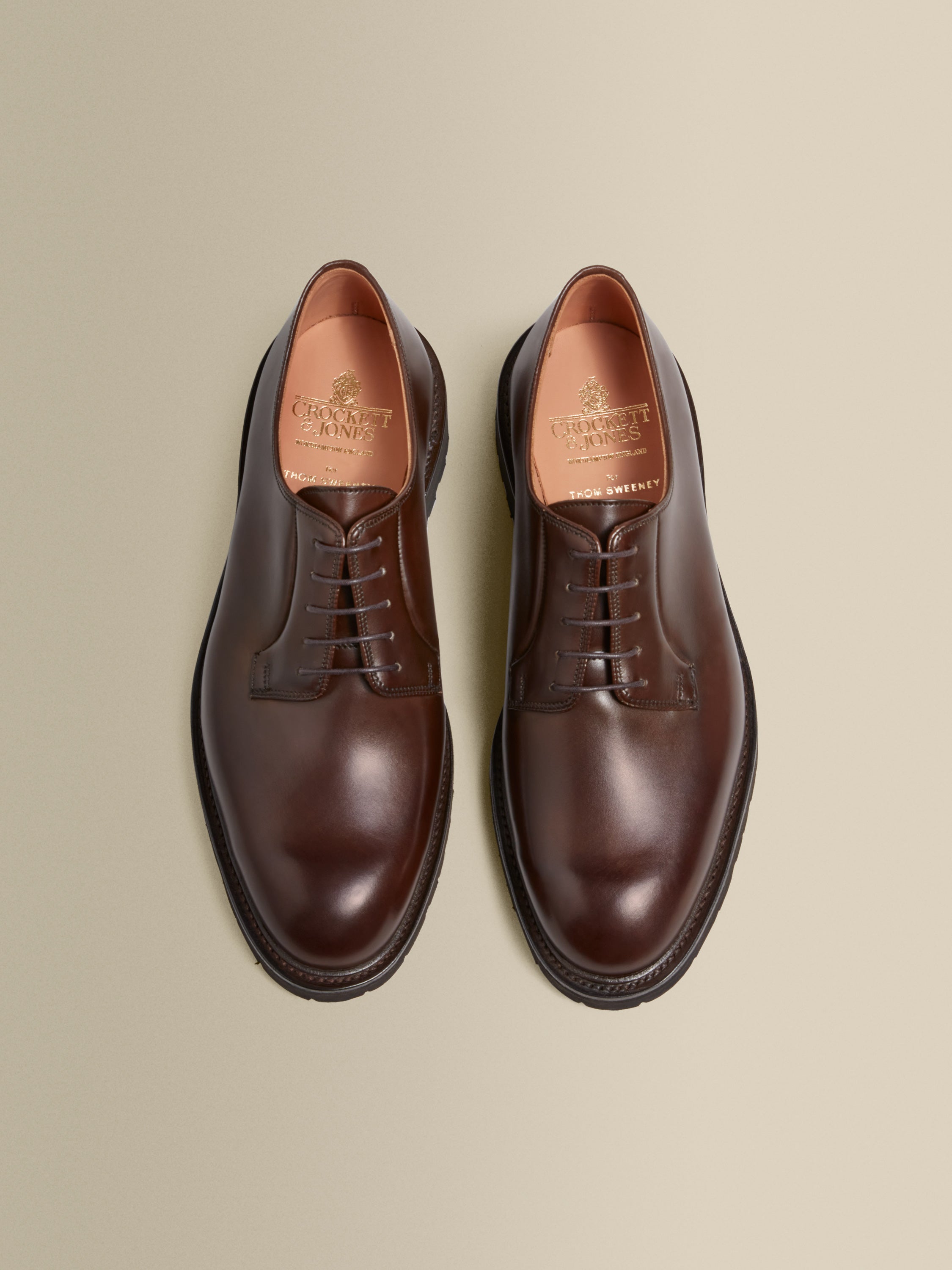 Calf Leather Derby Shoes Dark Coffee Overhead Product Image