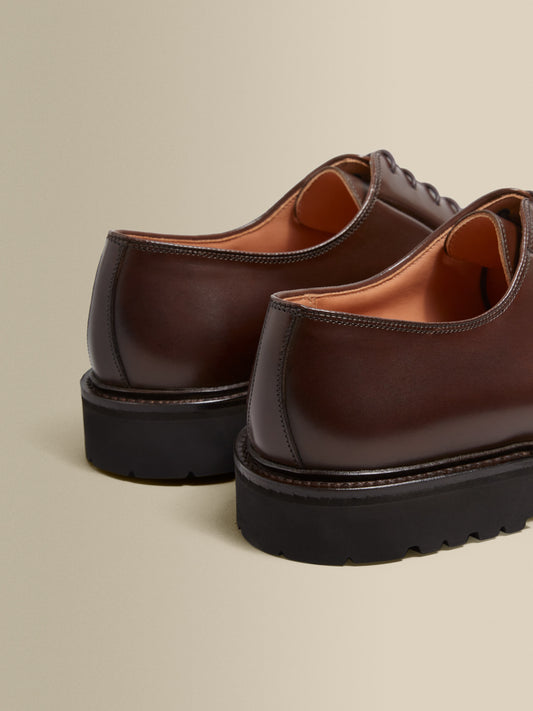 Calf Leather Derby Shoes Dark Coffee Heel Product Image