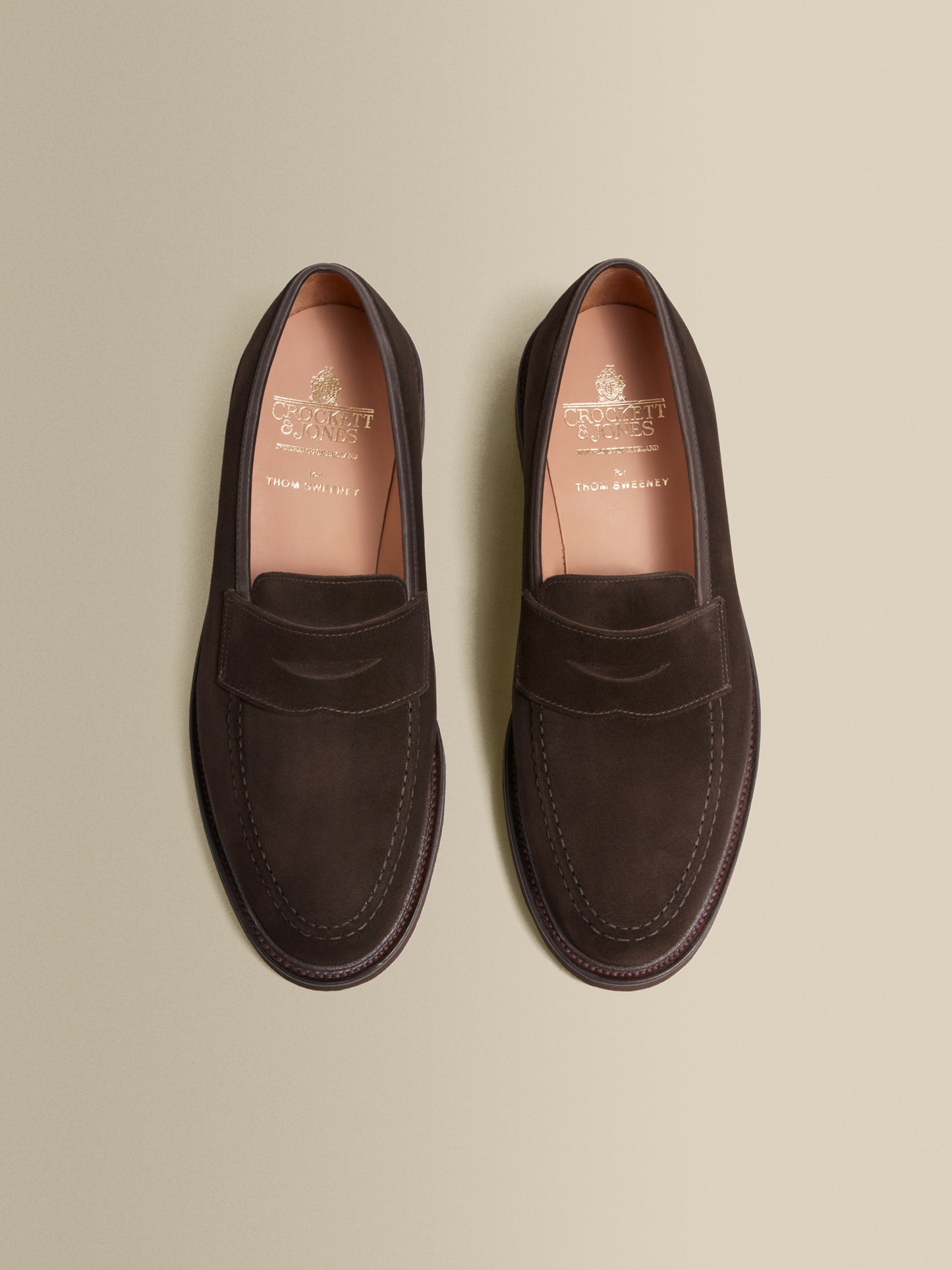 Calf Suede Penny Loafer Shoes Brown Product Image Overhead