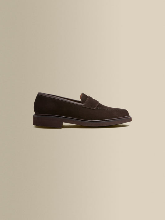 Calf Suede Penny Loafer Shoes Brown Product Image Side