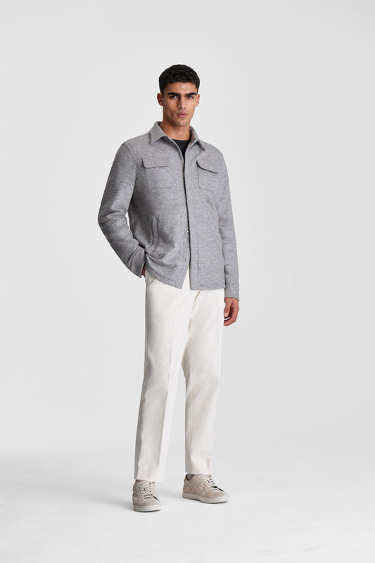 Double Cashmere Chore Jacket Grey Model Image
